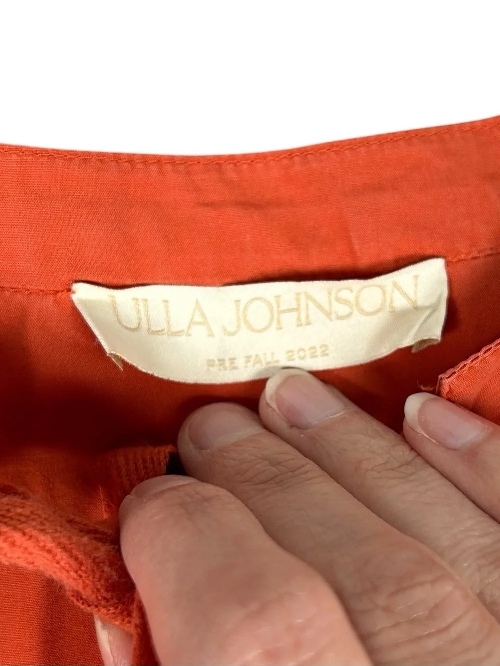 ULLA JOHNSON Delaney Cotton-Poplin Blouse Coral Top Billowing Balloon Sleeve 6